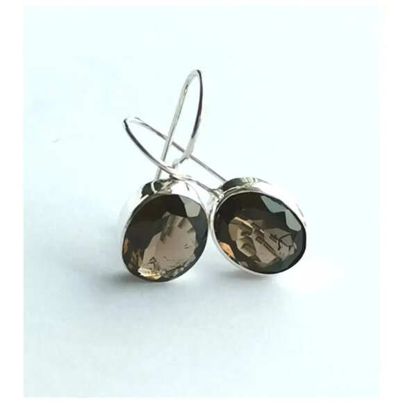 Smokey Topaz Smoky Quartz drop earrings in Sterling Silver - Picture 7 of 7
